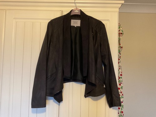 Ladies faux suede black biker - faux,