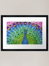 Colorful Peacock Art Framed