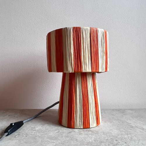 Striped moroccan orange raffia - striped,
