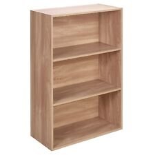 3-Tier Wide Bookcase Wooden Storage Unit Bookshelf CD DVD Books Rack Open Shelf