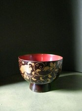 Antique Japanese Maki-e Lacquer Rice Bowl. Wonderful Decoration
