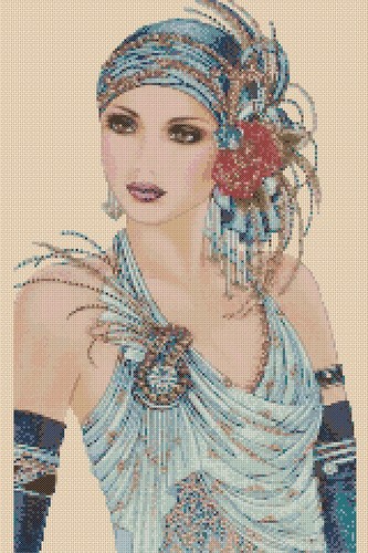 Art deco lady - , cross