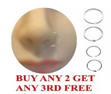 Sterling Silver Thin Small Silver Nose Ring Hoop Piercing Body Jewellery