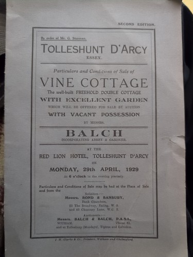 1929 sale particulars - particulars, for