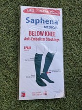 Saphena Medical Green Below Knee Anti-Embolism Stockings Large 1 Pair Brand New