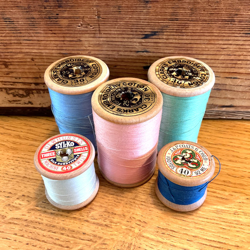 Vintage wooden cotton thread - cotton,