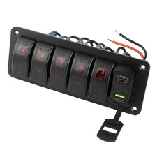 5 Gang Red LED Rocker Switch