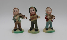 Folk Band Figurines, Trio of Musicians, Plastic, Accordian, Violin, French Horn