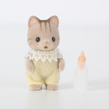Sylvanian Striped Cat baby figure. Macavity Kitten Vintage Calico Critters