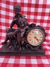 CROSA 99 Bronze Cold Cast Mother & Child Figurine MANTLE CLOCK  25cm X 24cm READ