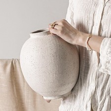Large White Ceramic Vase - 9.8