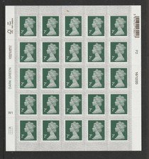 GB 2020 Security Machin U2921  2p Dark Green  Block of 25.  M20L/PB-sL  MNH