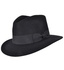 Mens Black Fedora Trilby Hat