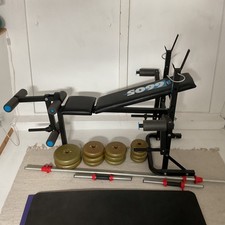 York Fitness 6605 Exercise Bench and 30 kg Barbell/Dumbell Kit