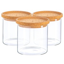 3x Glass Storage Jar with Cork