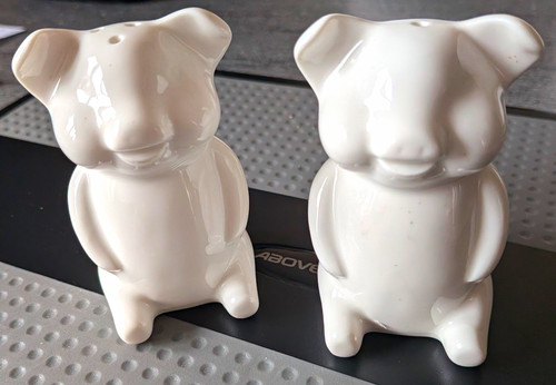 White ceramic pig novelty salt - ceramic,