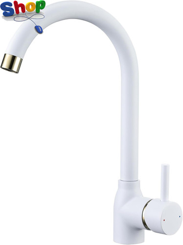 White kitchen taps mixer - white,