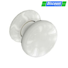 White Ceramic Door Knobs on Rose 56mm Knob Diameter
