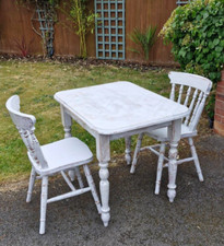 Upcycled Pine Farmhouse style Dining/Kitchen Table & 2 Chairs Shabby Distressed