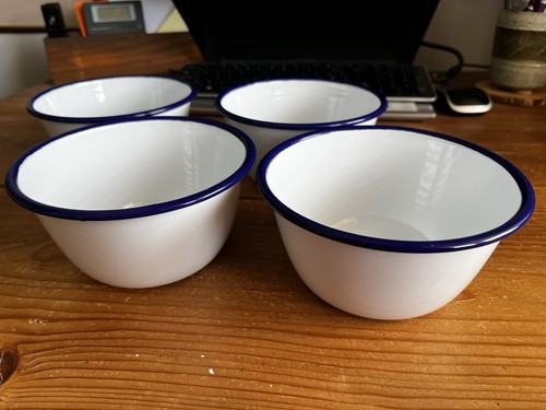 White enamel bowls 15cm - 4,