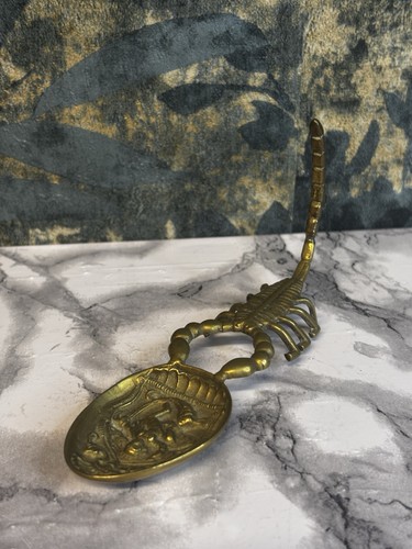 Vintage brass scorpion spoon - vintage,