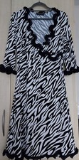Pompoos Black & White Zebra Crossover Dress size 14~ BNWOT