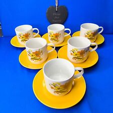 6 x Orange & Yellow TEA CUPS &