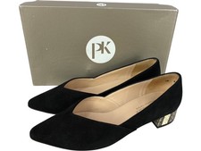 Peter Kaiser Black Suede Block Heel Court Shoes UK 4.5 Elegant Style