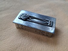 VINTAGE PAST TIMES RENNIE MACKINTOSH INSPIRED PEWTER TRINKET BOX W/ ROSE DESIGN