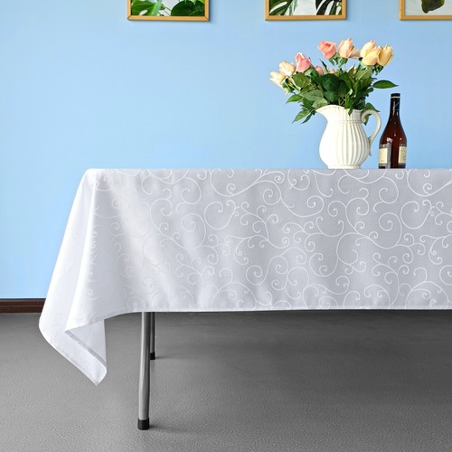 Damask table cover cloth white - table,