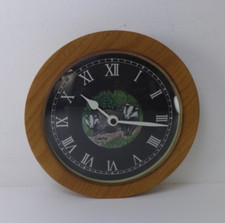 Handmade Clock Hand Turned Elm Wood And Slate BADGER Detail SSK Woodcrafts Wales