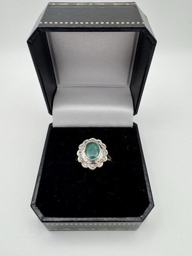 Emerald and diamond cluster - diamond,
