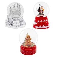 Christmas Snow Globe Musical LED Lights Village Gingerbread Man Santa Xmas Décor