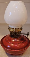 Red Pixie Oil Lamp with White