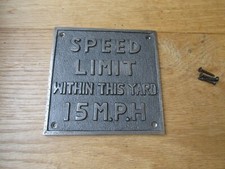 SPEED LIMIT 15 M.P.H cast iron vintage rustic Décor wall door Garage sign plaque