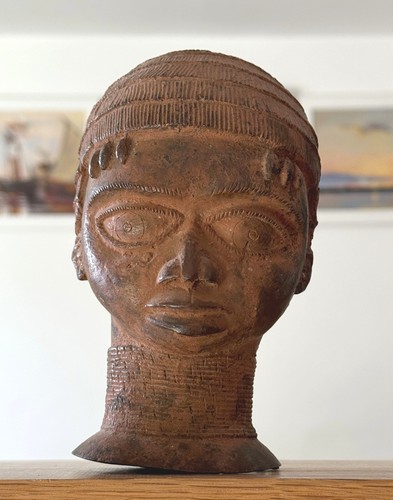 Benin bronze head late 19th - bronze,
