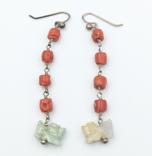 Coral and carved jade