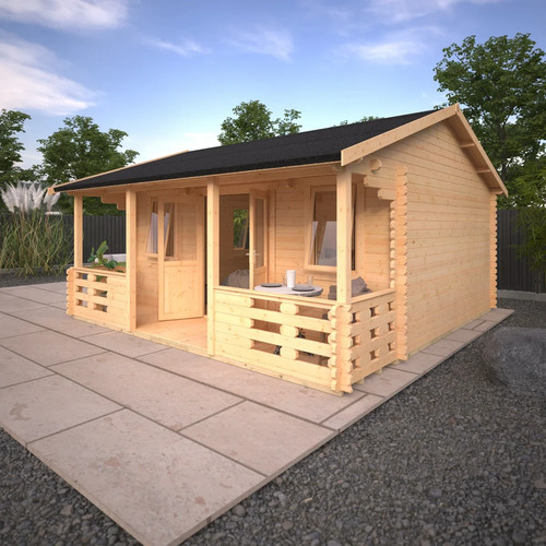 18x14ft log cabin with veranda - 18x14ft,