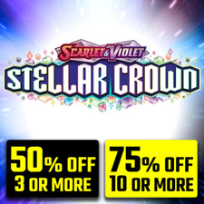 POKEMON - SCARLET & VIOLET STELLAR CROWN SINGLE + TRAINER + ENERGY CARDS - NEW