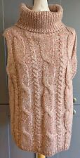 John lewis Roll neck speckled Cable pink sleeveless Jumper size S to XL