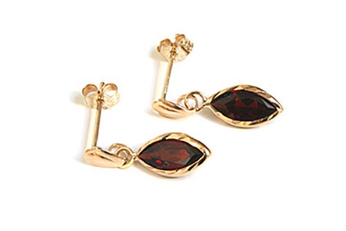 9ct gold garnet drop - gold,