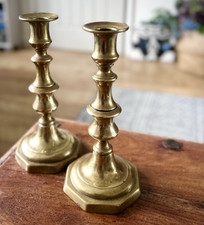 Antique Pair of Brass Candle