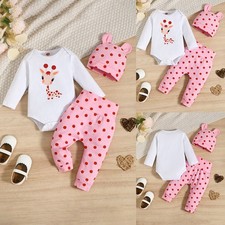 3PCS Newborn Baby Girl Print