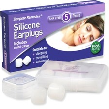Sleepeze Remedies Ear Plugs for Sleeping, 5 Pairs Clear White Silicone Earplugs