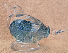 Paperweight "Blue Bird" Handblown-cased swirls, 10x7(h)cm, Mdina/Malta, 1980s