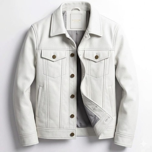 Men white genuine lambskin - genuine,