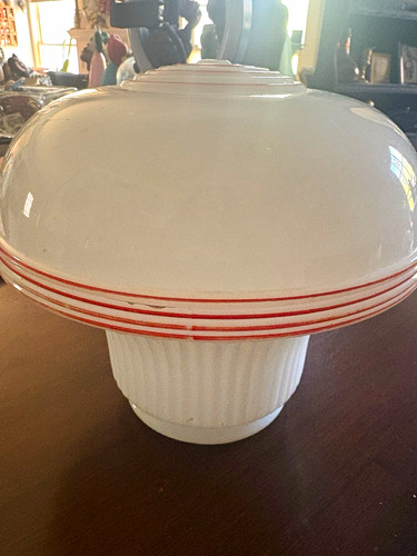 White red striped glass - white, lamp