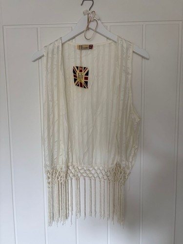White striped fringe - white,