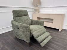 Furniture Village Rowen Olive Fabric Armchair Power Recliner+Swivel+Rocking