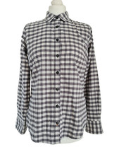 ORVIS grey check shirt size XS size 10 long sleeve brushed cotton flannelette